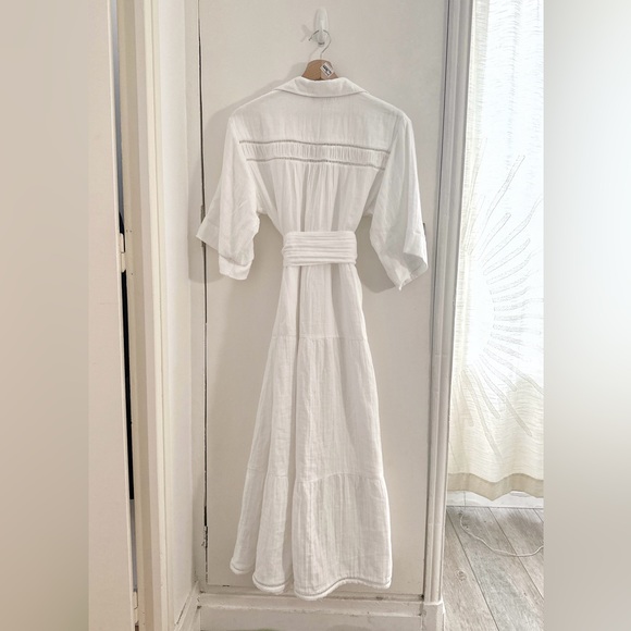 ME+EM Beautiful White Cheesecloth Maxi Shirt Dress - Picture 4 of 15
